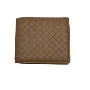 Bottega Veneta Wallet Bi fold Billfold Intrecciato Lambskin Brown